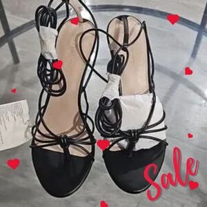 Womens Black Strap Heels Size 8.5